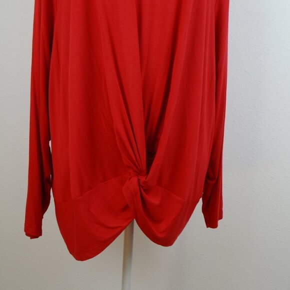 Calvin Klein Twist Front Knot Top Women's Plus Size 2X Red Long Sleeve - Picture 3 of 8